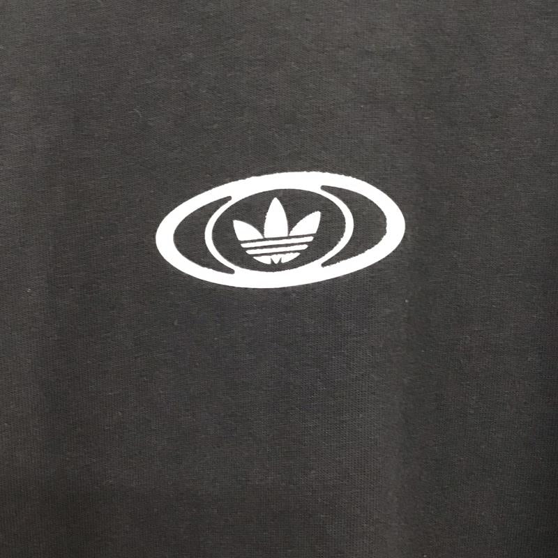 アディダス adidas カットソー 長袖 長袖カットソー プリントカットソー クルーネック ロゴ、文字 黒 / ブラック /  メンズ USED 古着 中古 10133710