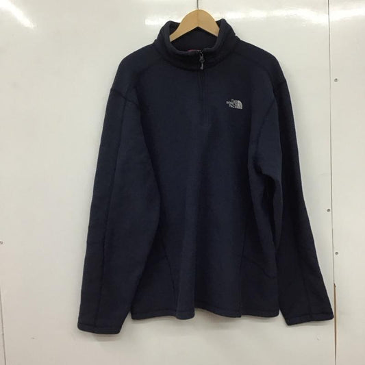 ザノースフェイス THE NORTH FACE カットソー 長袖 長袖カットソー スタンドネックカットソー プリントカットソー L ロゴ、文字 紺 / ネイビー /  メンズ USED 古着 中古 10144974