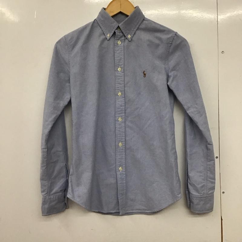 ラルフローレン RALPHLAUREN シャツ、ブラウス 長袖 長袖シャツ 無地シャツ カラーシャツ ボタンダウンシャツ XS ロゴ、文字 水色 / ライトブルー /  レディース USED 古着 中古 10149558