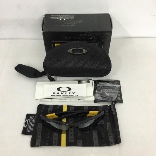 オークリー OAKLEY めがね・サングラス サングラス 12-791 FLAK スポーツサングラス ミラーレンズ 箱有 ワンポイント 黒 / ブラック / X 黄 / イエロー /  メンズ USED 古着 中古 10129370