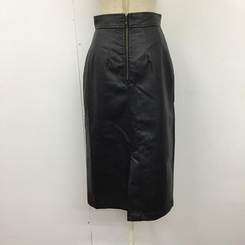 マウジー MOUSSY スカート ひざ丈スカート 010eaw30-5460 FAUX LEATHER スカート 1 無地 黒 / ブラック /  レディース USED 古着 中古 10121408
