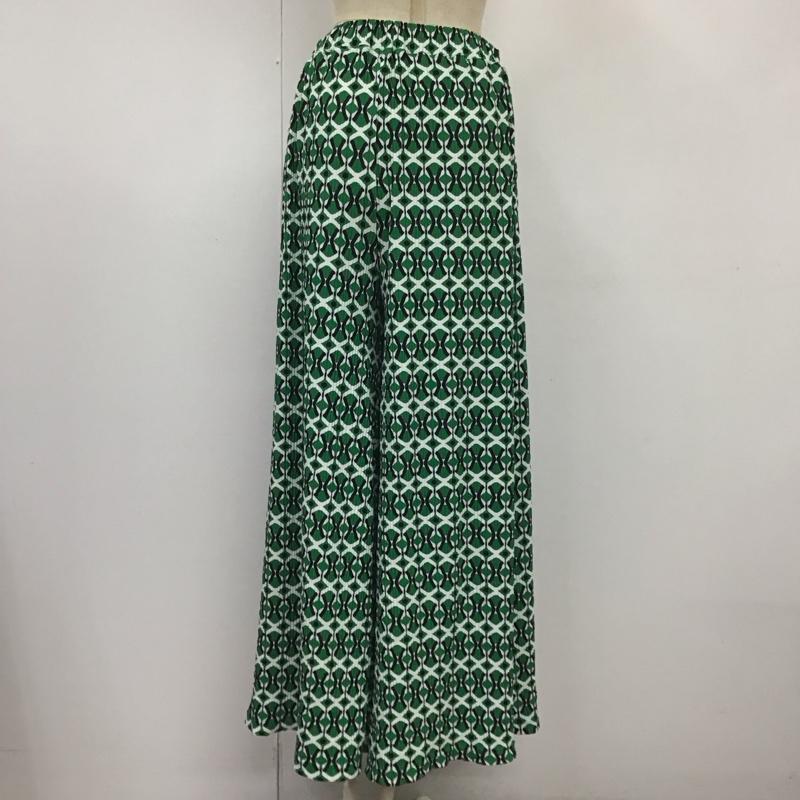 ジーナシス JEANASIS ボトムス ボトムス JS050734MW プリーツフレアパンツ M 総柄 白 / ホワイト / X 黒 / ブラック / X 緑 / グリーン /  レディース USED 古着 中古 10109515
