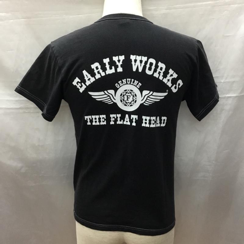 フラットヘッド The Flat Head Tシャツ 半袖 半袖カットソー プリントTシャツ クルーネックカットソー 38 ロゴ、文字 黒 / ブラック /  メンズ USED 古着 中古 10116720