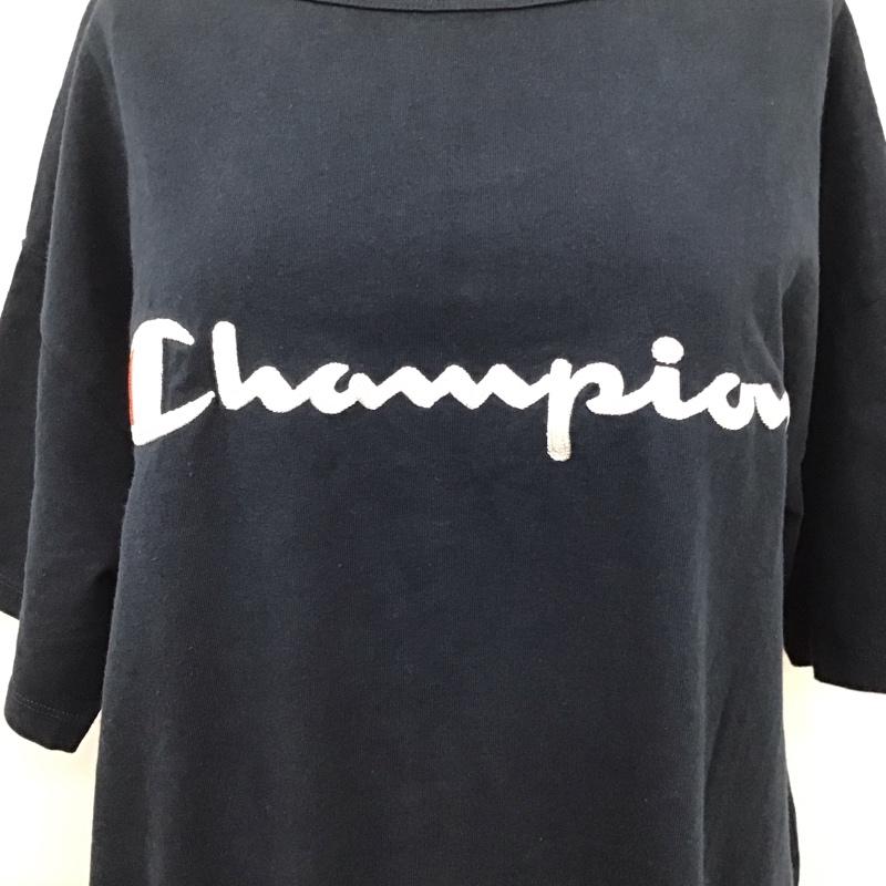 チャンピオン Champion ワンピース ミニスカート L ロゴ、文字 X プリント 紺 / ネイビー /  レディース USED 古着 中古 10121418