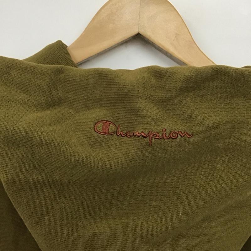 チャンピオン Champion パーカー 長袖 c8-q129 REVERSEWEAVE ジップアップパーカー スウェットパーカー L ロゴ、文字 カーキ / カーキ /  メンズ USED 古着 中古 10140832