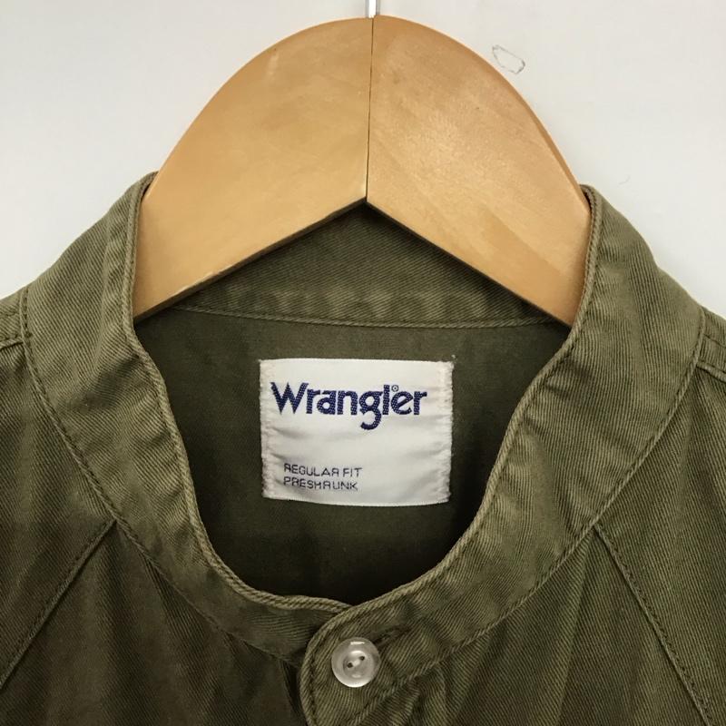 ラングラー Wrangler ワンピース ロングスカート 長袖シャツワンピース ロングワンピース ノーカラー フロントボタン FREE ロゴ、文字 カーキ / カーキ /  レディース USED 古着 中古 10147898
