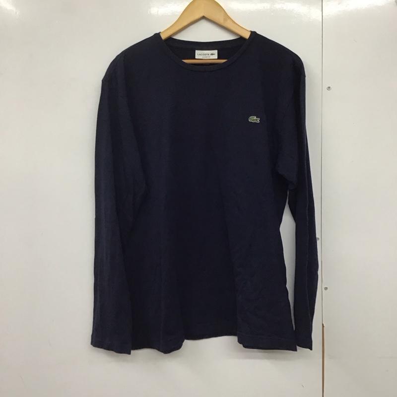 ラコステ LACOSTE カットソー 長袖 長袖カットソー 無地カットソー クルーネック 5 ロゴ、文字 紺 / ネイビー /  メンズ USED 古着 中古 10143683