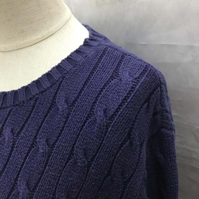 ラルフローレン RALPHLAUREN ニット、セーター 長袖 コットン クルーネック L ワンポイント 紺 / ネイビー /  レディース USED 古着 中古 10118374