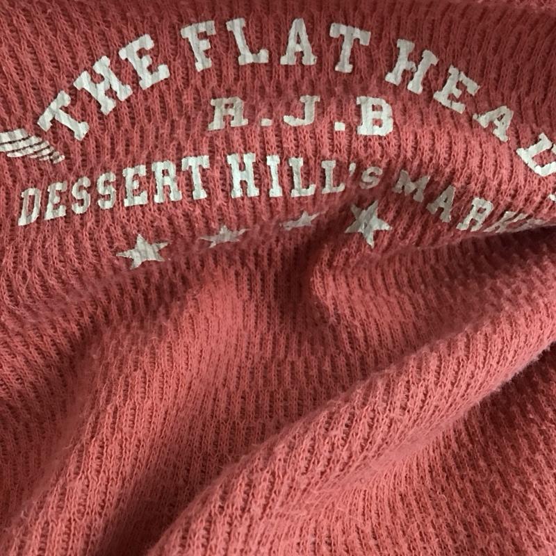 フラットヘッド The Flat Head カットソー 長袖 長袖カットソー プリントカットソー クルーネック ワッフル 42 ロゴ、文字 橙 / オレンジ /  メンズ USED 古着 中古 10137093