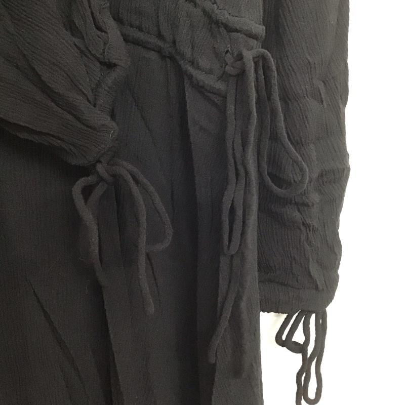 ミラオーウェン Mila Owen ワンピース ロングスカート 長袖ロングワンピース ノーカラーシャツワンピース フレアスカート フロントボタン 0 無地 黒 / ブラック /  レディース USED 古着 中古 10142045