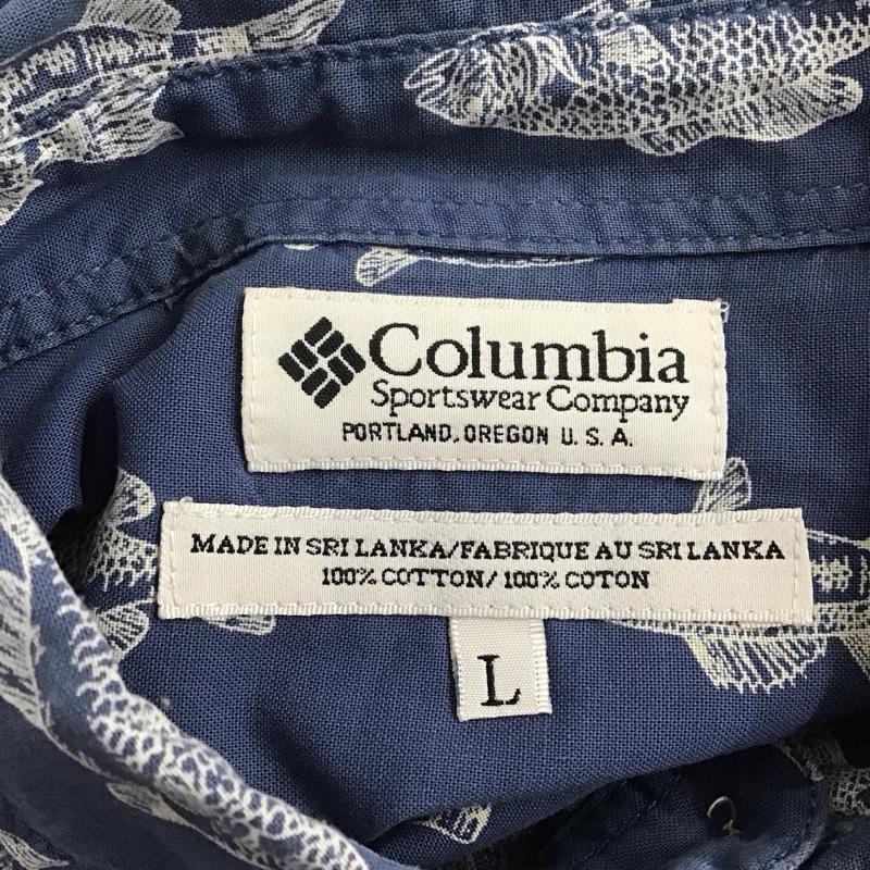 コロンビア Columbia シャツ、ブラウス 半袖 半袖シャツ カラーシャツ 半袖カットソー プリントシャツ L プリント 青 / ブルー /  メンズ USED 古着 中古 10122950