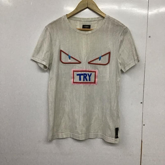 フェンディ FENDI Tシャツ 半袖 fy0626 a5ca モンスター 半袖 カットソー TRY 44 ロゴ、文字 白 / ホワイト / X 灰 / グレー / X アイボリー / アイボリー /  メンズ USED 古着 中古 10150735