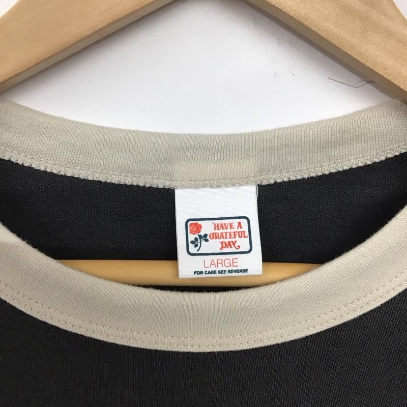 ハブアグレイトフルデイ HAVE A GRATEFUL DAY Tシャツ 半袖 半袖カットソー プリントTシャツ クルーネックカットソー L ロゴ、文字 灰 / グレー /  メンズ USED 古着 中古 10133114