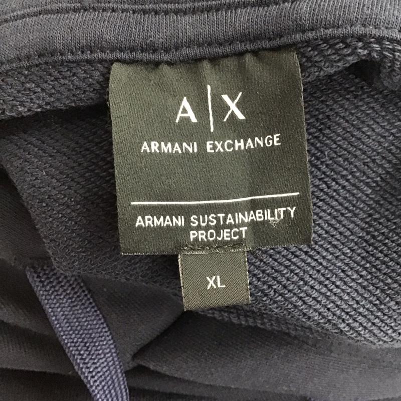 アルマーニエクスチェンジ A/X ARMANIEXCHANGE パーカー 長袖 長袖パーカー フード付きパーカー プリントスウェット トレーナー XL ロゴ、文字 紺 / ネイビー /  メンズ USED 古着 中古 10119287