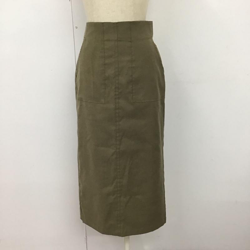 グリーンレーベルリラクシング green label relaxing スカート ロングスカート 3524-199-2343-6730 Iライン バックスリット タグ付き 36 無地 カーキ / カーキ /  レディース USED 古着 中古 10109662