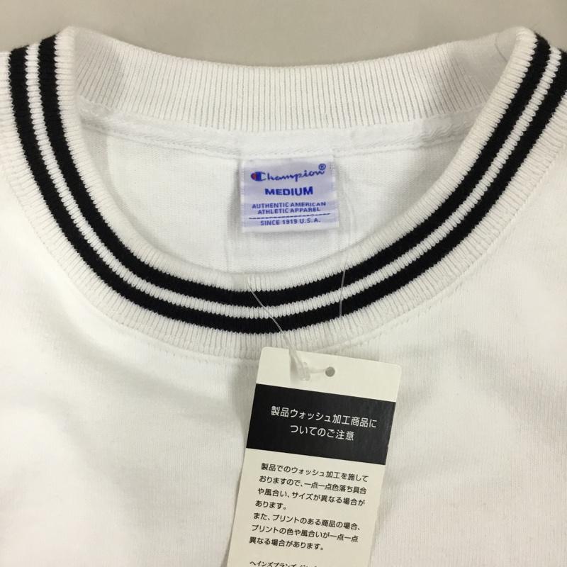 チャンピオン Champion トレーナー 長袖 c3-n425 長袖トレーナー スウェット クルーネック M ロゴ、文字 白 / ホワイト /  メンズ USED 古着 中古 10115780