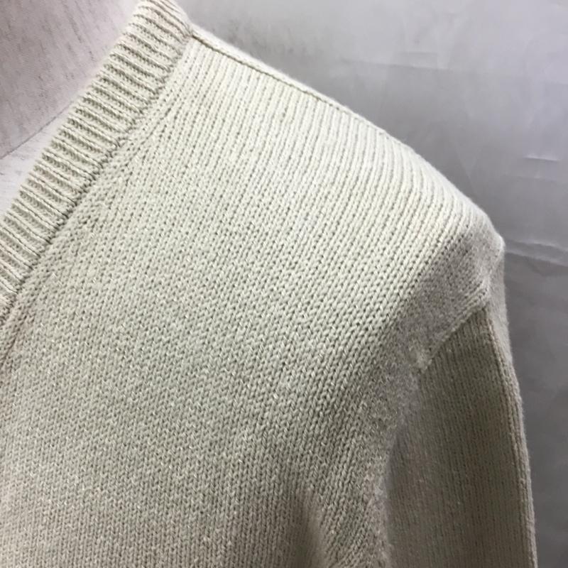 ブルックスブラザーズ BROOKS BROTHERS ニット、セーター 長袖 コットン リネン 綿麻 Vネック M 無地 ベージュ / ベージュ /  メンズ USED 古着 中古 10112881