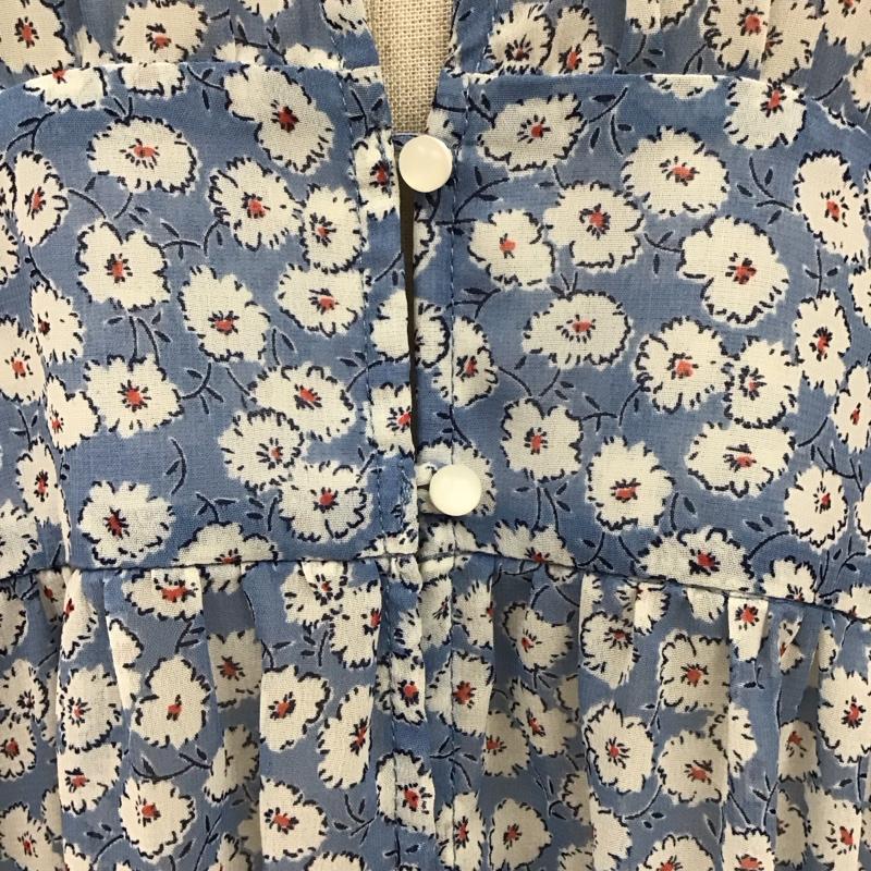 アナザーエディション Anather Edition ワンピース ロングスカート 半袖 Vネック 花柄 水色 / ライトブルー /  レディース USED 古着 中古 10116471