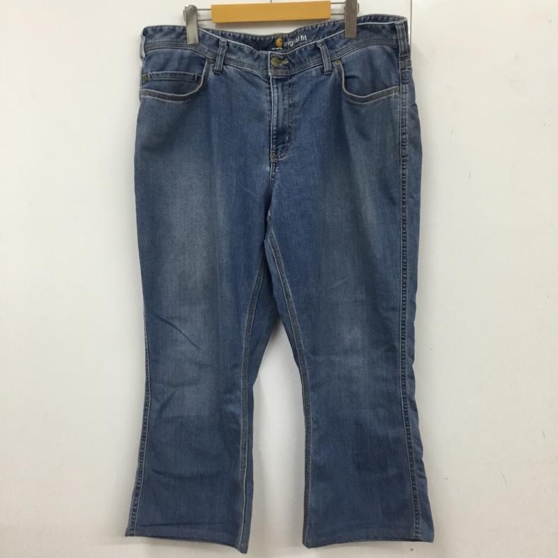 カーハート Carhartt パンツ デニム、ジーンズ デニムパンツ ストレートパンツ ワイドパンツ カジュアルパンツ ロゴ、文字 インディゴ / インディゴ /  メンズ USED 古着 中古 10114078