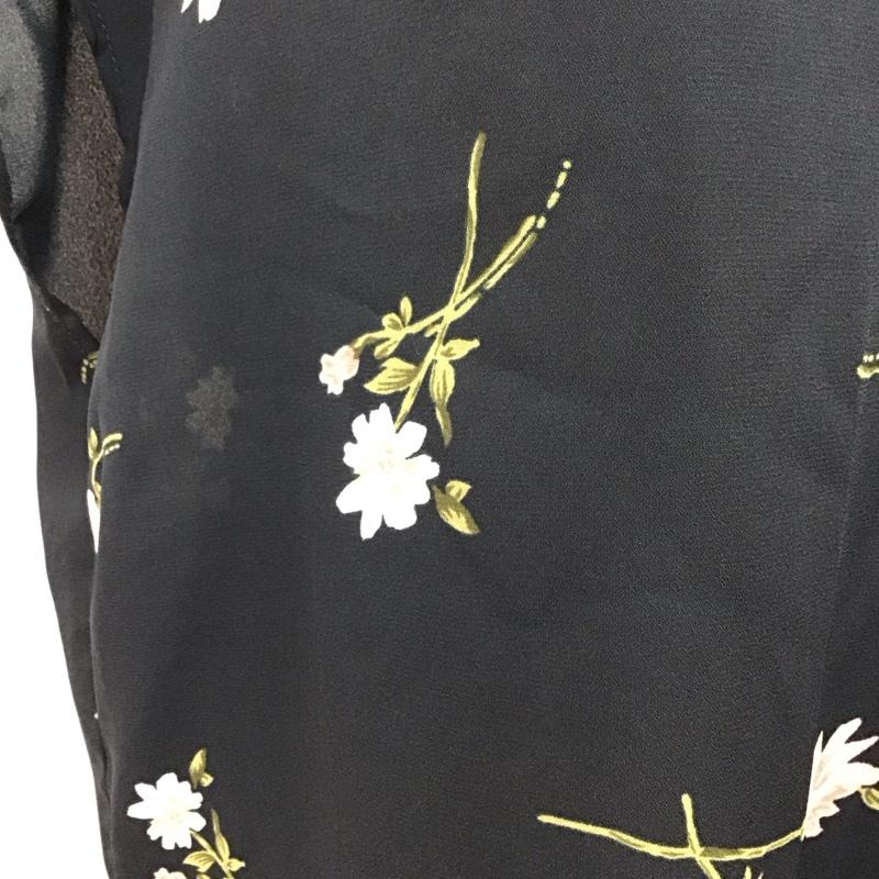 ビス ViS カットソー 半袖 BVH-1863-A フレンチスリーブ飛び花柄ノーカラーブラウス スキッパー M 花柄 紺 / ネイビー /  レディース USED 古着 中古 10116199