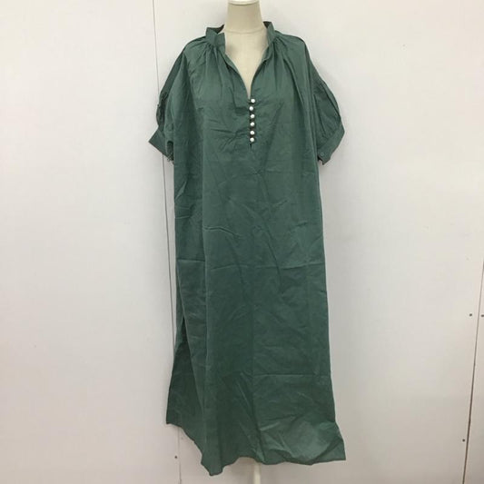 フリークスストア FREAK S STORE ワンピース ロングスカート 半袖ロングワンピース ヘンリーネックシャツワンピース フレアスカート S 無地 緑 / グリーン /  レディース USED 古着 中古 10110850
