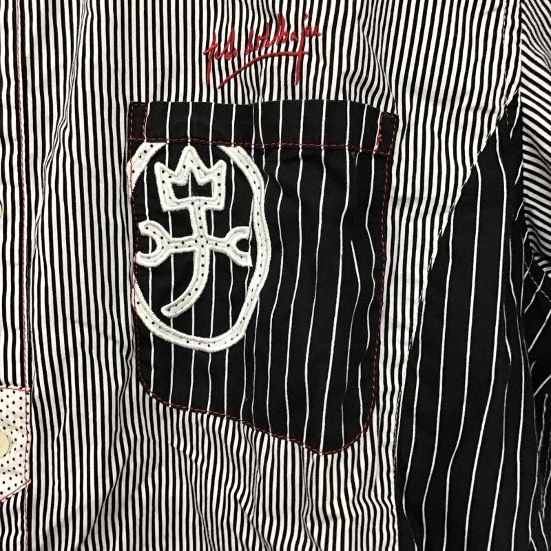 カステルバジャック CASTELBAJAC シャツ、ブラウス 半袖 半袖シャツ ストラップシャツ カジュアルシャツ 4 ストライプ 白 / ホワイト / X 黒 / ブラック /  メンズ USED 古着 中古 10137132