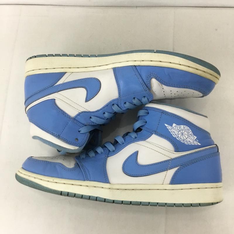 ナイキ NIKE スニーカー スニーカー 554724-106 AIR JORDAN 1 MID 28cm 28.0cm ロゴ、文字 白 / ホワイト / X 水色 / ライトブルー /  メンズ USED 古着 中古 10131646
