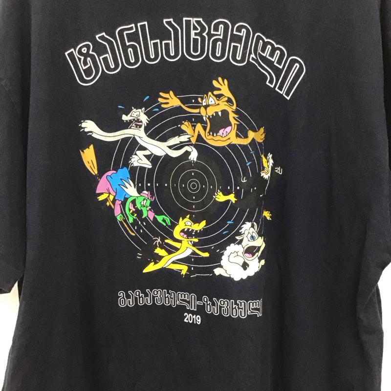 ヴェトモン VETEMENTS Tシャツ 半袖 半袖カットソー プリントTシャツ クルーネックカットソー プリント 紺 / ネイビー /  メンズ USED 古着 中古 10142883