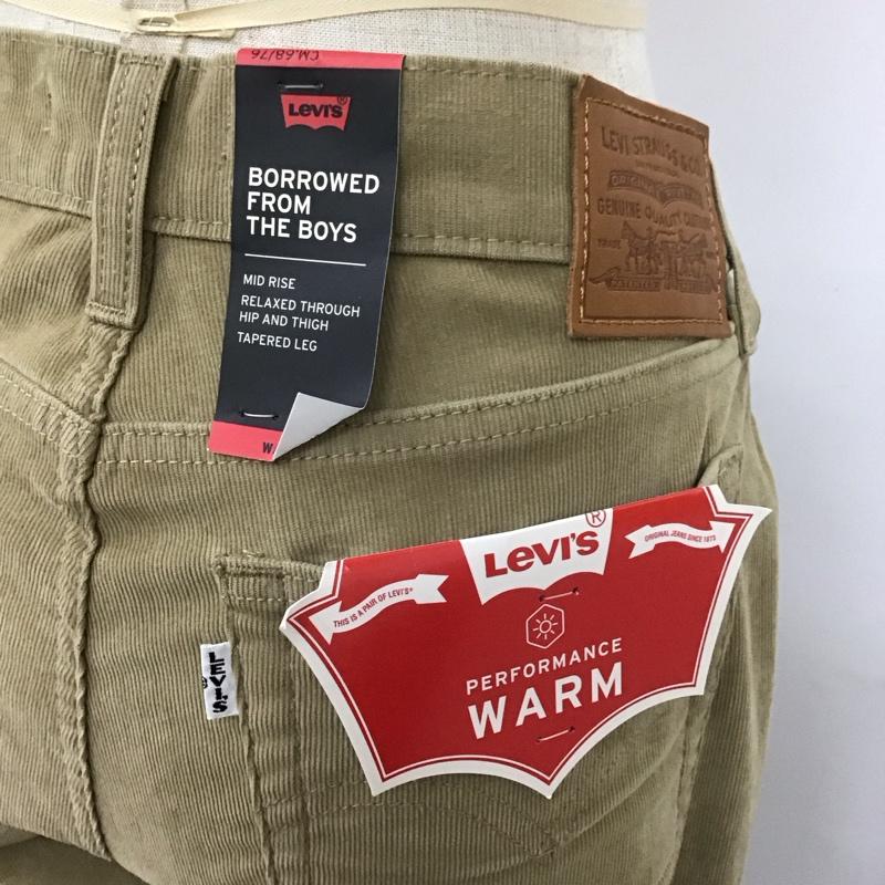 リーバイス Levi s パンツ スラックス 19887-0101 BOYFRIEND テーパードフィット コーデュロイ タグ付き W27 27インチ 無地 ベージュ / ベージュ /  レディース USED 古着 中古 10112348