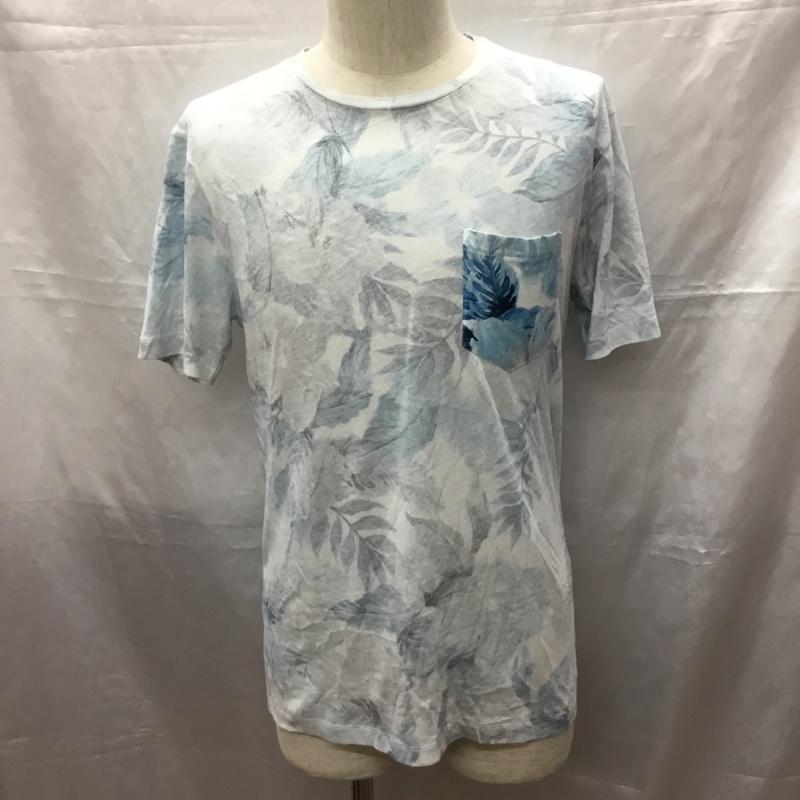 ザラメン ZARA MAN Tシャツ 半袖 0495 419 406 胸ポケット クルーネック S 総柄 水色 / ライトブルー /  メンズ USED 古着 中古 10115527