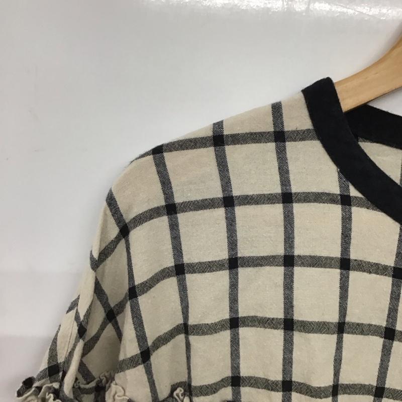 サマンサモスモス Samansa Mos2 シャツ、ブラウス 半袖 1711129 配色ギャザーブラウス FREE チェック 黒 / ブラック / X ベージュ / ベージュ /  レディース USED 古着 中古 10141986