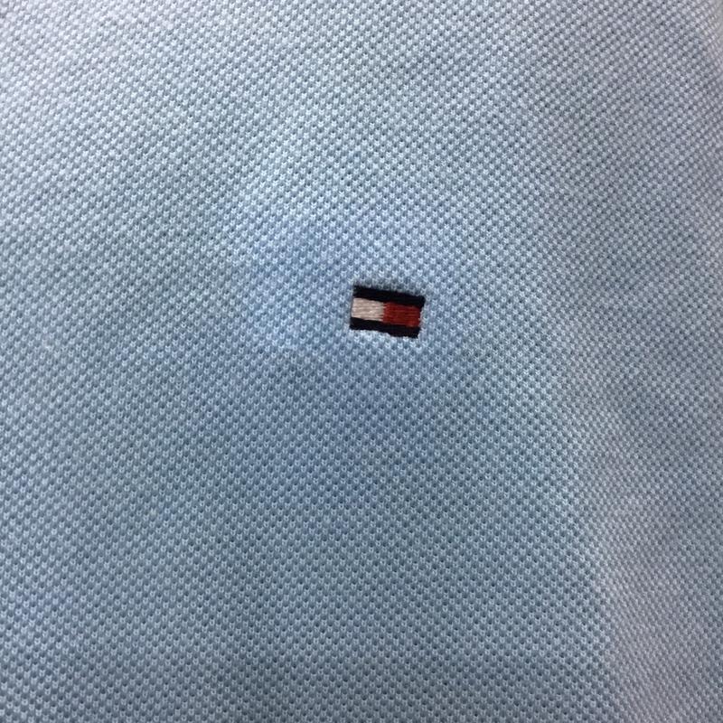 トミーヒルフィガー TOMMY HILFIGER ポロシャツ 半袖 半袖ポロシャツ カラーシャツ 半袖カットソー L ロゴ、文字 水色 / ライトブルー /  メンズ USED 古着 中古 10116143