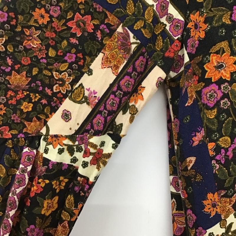 ザラ ZARA TRAFALUC ワンピース ロングスカート 長袖ロングワンピース Ｖネック フレアワンピース XS 総柄 マルチカラー / マルチカラー /  レディース USED 古着 中古 10136022