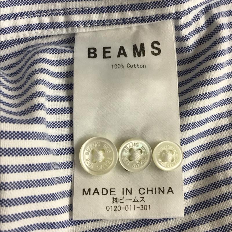 ビームス BEAMS シャツ、ブラウス 半袖 半袖シャツ カラーシャツ 半袖カットソー ストライプシャツ L ストライプ 白 / ホワイト / X 水色 / ライトブルー /  メンズ USED 古着 中古 10117959