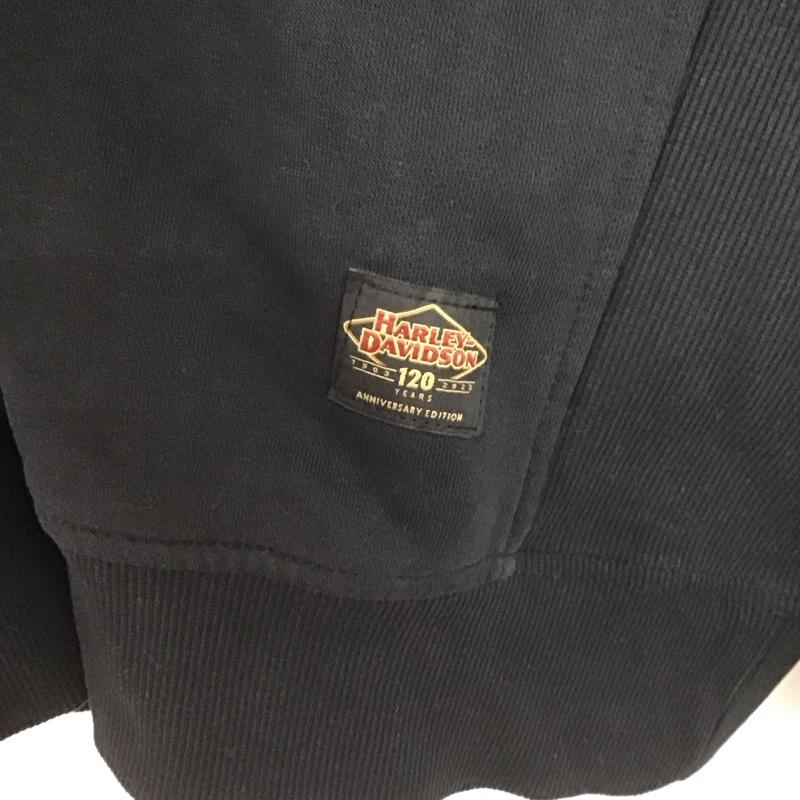 ハーレーダビッドソン Harley-Davidson トレーナー 長袖 長袖トレーナー スウェット クルーネック プルオーバー XL ロゴ、文字 黒 / ブラック /  メンズ USED 古着 中古 10145845