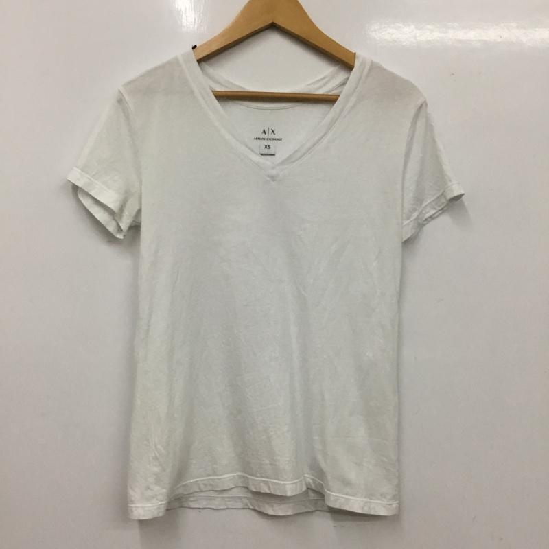アルマーニエクスチェンジ ARMANI EXCHANGE Tシャツ 半袖 3HYTBG YJ73Z バックロゴ Vネック XS ロゴ、文字 白 / ホワイト /  レディース USED 古着 中古 10150794