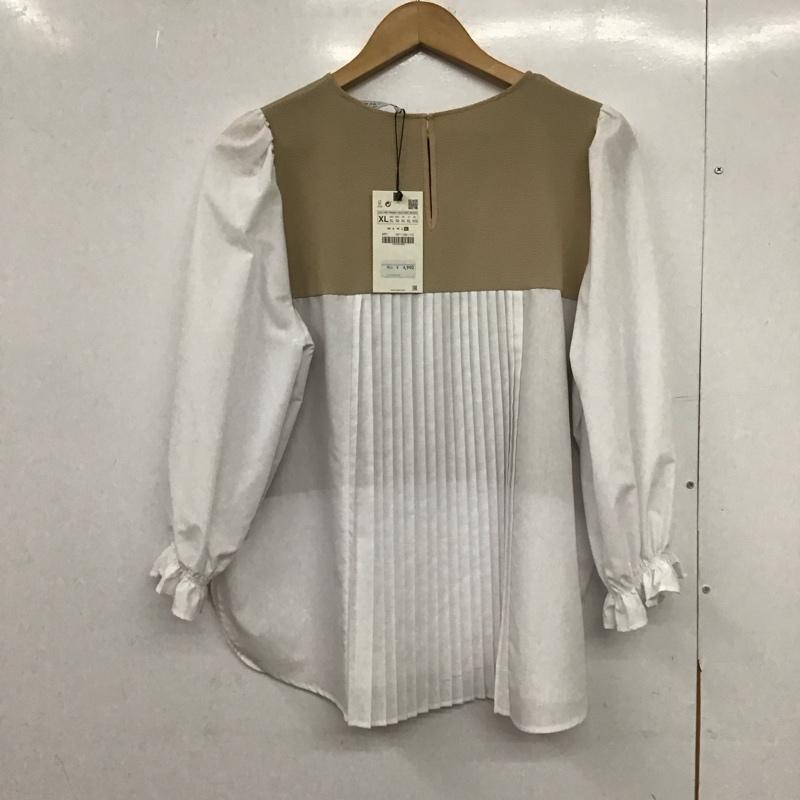 ザラ ZARA カットソー 長袖 タグ付 XL 無地 白 / ホワイト / X ベージュ / ベージュ /  レディース USED 古着 中古 10150062
