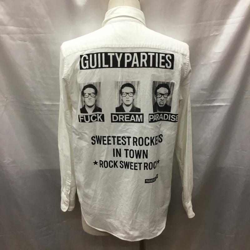 ワコマリア WACKO MARIA シャツ、ブラウス 長袖 長袖シャツ カラーシャツ ポケットシャツ 長袖カットソー ボタンダウンシャツ M プリント 白 / ホワイト /  メンズ USED 古着 中古 10117525