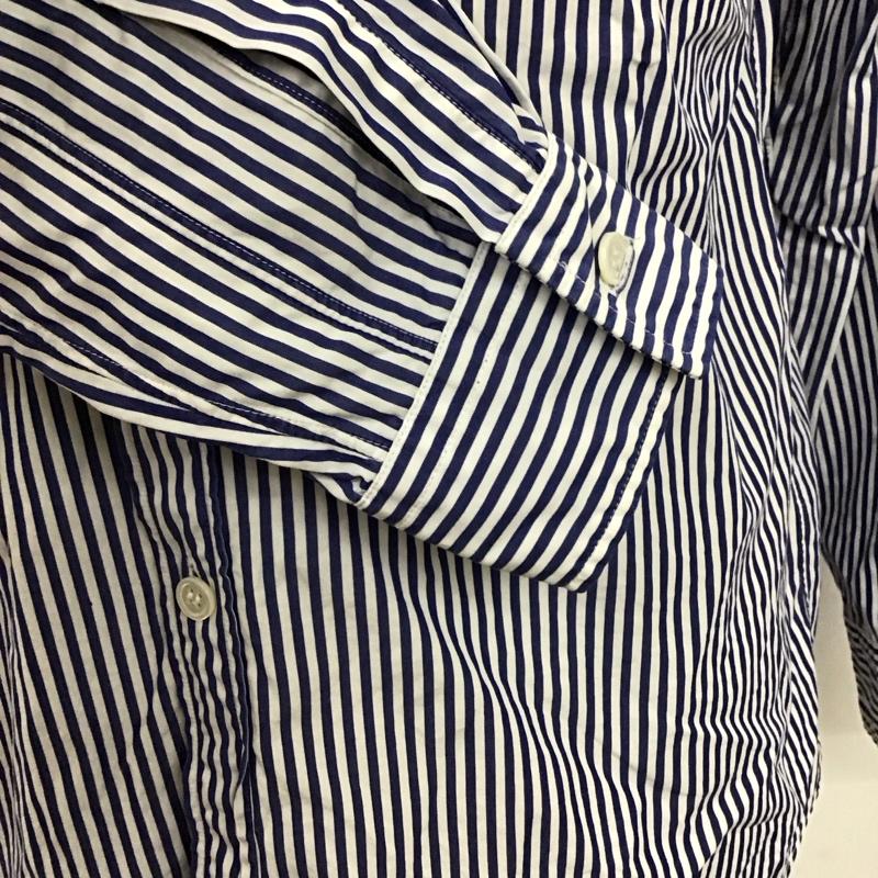 プレイコムデギャルソン PLAY COMME des GARCONS シャツ、ブラウス 長袖 長袖シャツ カラーシャツ 長袖カットソー ストライプシャツ S ロゴ、文字 白 / ホワイト / X 青 / ブルー /  メンズ USED 古着 中古 10114659