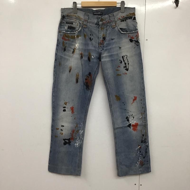 ドルチェアンドガッバーナ DOLCE&GABBANA パンツ デニム、ジーンズ デニムパンツ ワイドパンツ カジュアルパンツ 46インチ プリント インディゴ / インディゴ /  メンズ USED 古着 中古 10141255