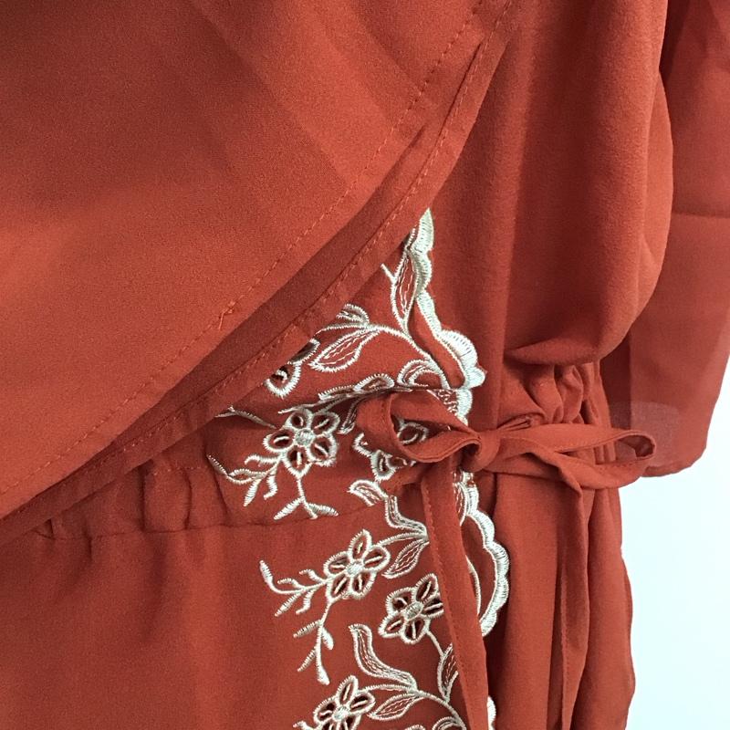 アルシーヴ archives ワンピース ロングスカート 5510 七分袖 ガウンワンピース M 刺繍 橙 / オレンジ /  レディース USED 古着 中古 10109033