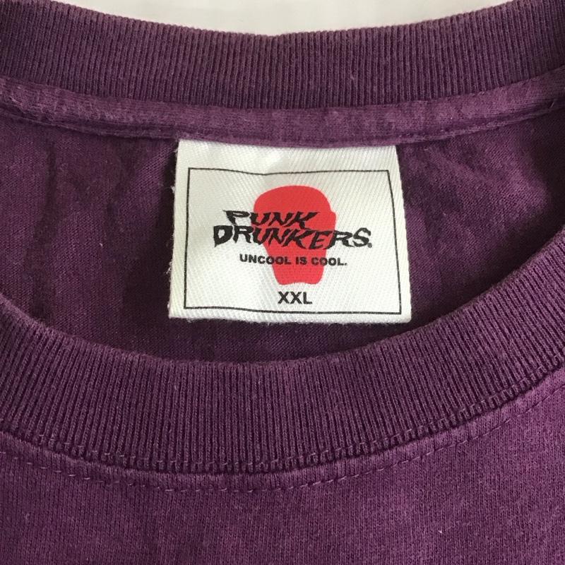 パンクドランカーズ PUNK DRUNKERS Tシャツ 半袖 半袖カットソー プリントTシャツ クルーネックカットソー XXL ロゴ、文字 紫 / パープル /  メンズ USED 古着 中古 10107233