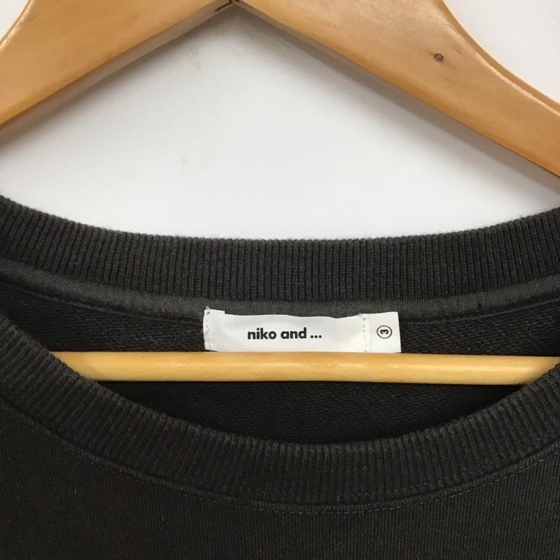 ニコアンド niko and... トレーナー 長袖 3 プリント X ロゴ、文字 チャコールグレー / チャコールグレー /  レディース USED 古着 中古 10141224