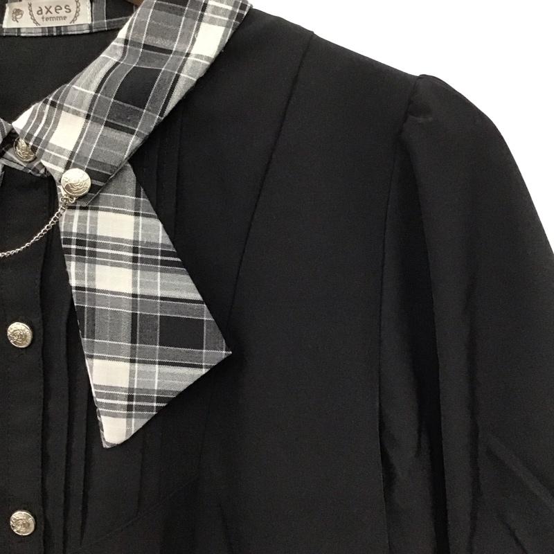 アクシーズファム axes femme シャツ、ブラウス 半袖 FREE 無地 黒 / ブラック /  レディース USED 古着 中古 10142924