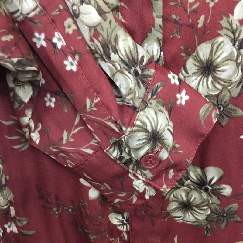 マウジー MOUSSY ワンピース ロングスカート 0109AS30-7530 SIDE SLIT LONG SHIRT 長袖 FREE 花柄 茶 / ブラウン /  レディース USED 古着 中古 10116075