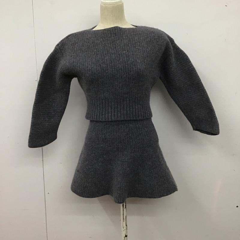 マウジー MOUSSY セットアップ セットアップ 010GAS70-6080 BANANA SLEEVE WOOL KNIT ニットトップス ニットスカート FREE 無地 灰 / グレー /  レディース USED 古着 中古 10147167
