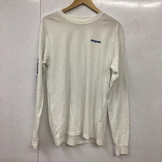 パタゴニア patagonia カットソー 長袖 長袖カットソー プリントカットソー クルーネック S ロゴ、文字 白 / ホワイト /  メンズ USED 古着 中古 10130467