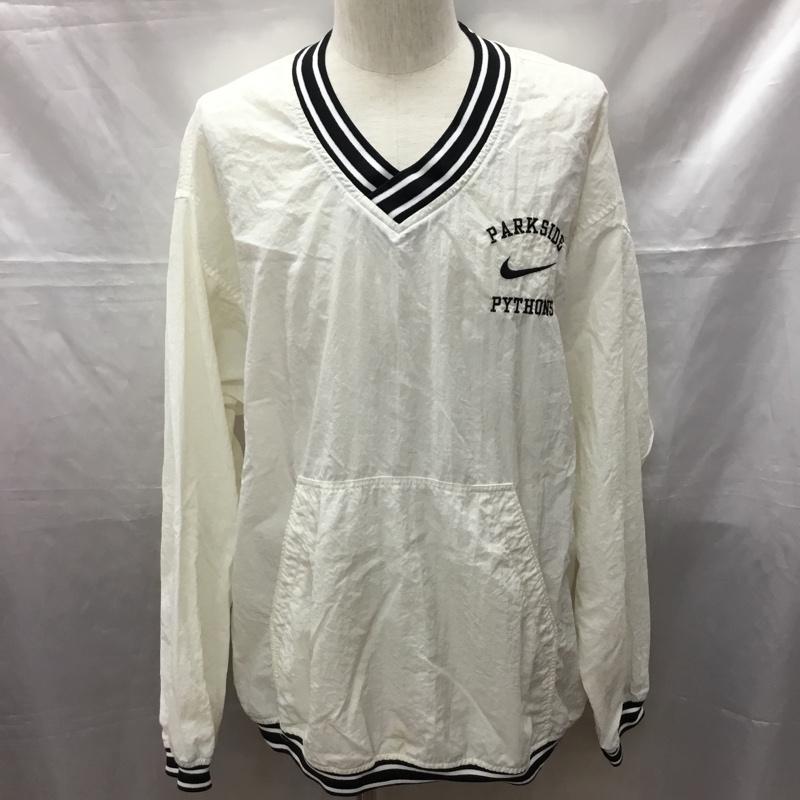 ナイキ NIKE カットソー 長袖 長袖カットソー Vネックカットソー ロングスリーブカットソー スポーツウェア XL ロゴ、文字 白 / ホワイト /  メンズ USED 古着 中古 10115031