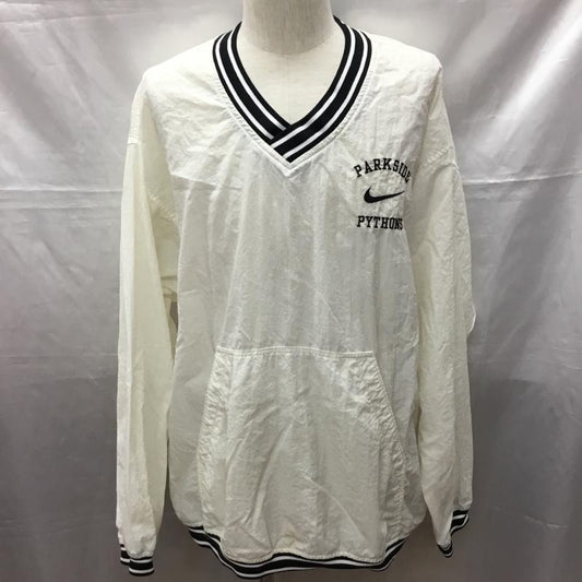 ナイキ NIKE カットソー 長袖 長袖カットソー Vネックカットソー ロングスリーブカットソー スポーツウェア XL ロゴ、文字 白 / ホワイト /  メンズ USED 古着 中古 10115031