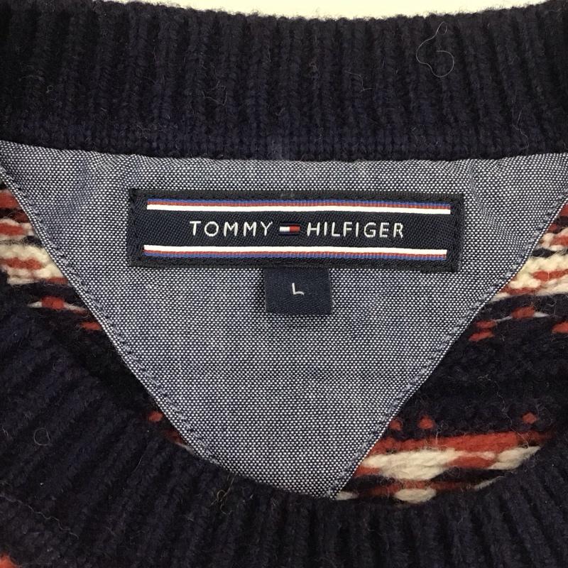 トミーヒルフィガー TOMMY HILFIGER ニット、セーター 長袖 長袖ニットカットソー セーター クルーネックニットカットソー L 総柄 マルチカラー / マルチカラー /  メンズ USED 古着 中古 10111030